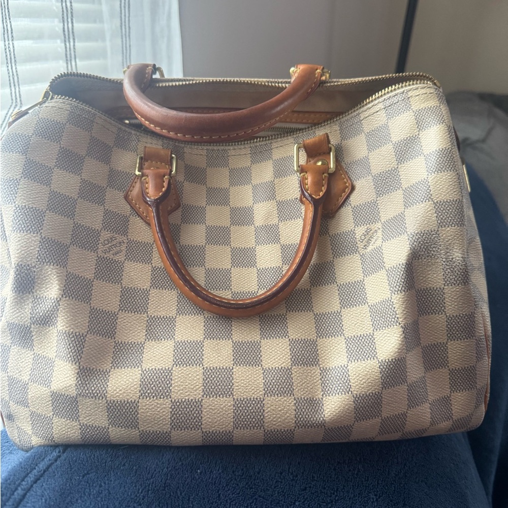 Checkered Tan and Brown Handbag